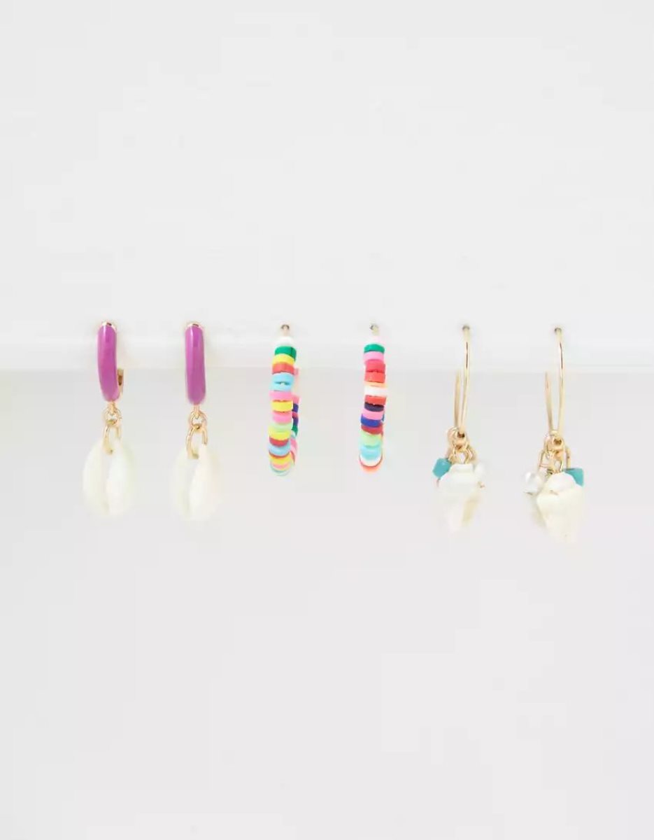 Bijoux American Eagle AEO Shell Hoop Earring 6-Pack Multicolore Femme | FEF-39230127